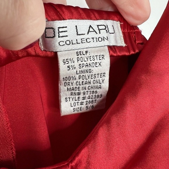 De Laru Red Satin Midi Dress Vtg Spaghetti Straps Y2K Womens 5/6 Deadstock *Read - Picture 16 of 16
